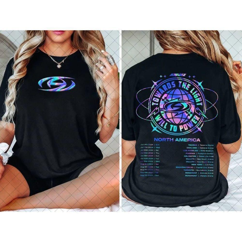 Ateez Towards The Light Will To Power World Tour 2 Sided Retro Music Tee T-Shirt